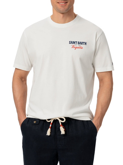 Organic cotton T-shirt with Saint Barth regatta print