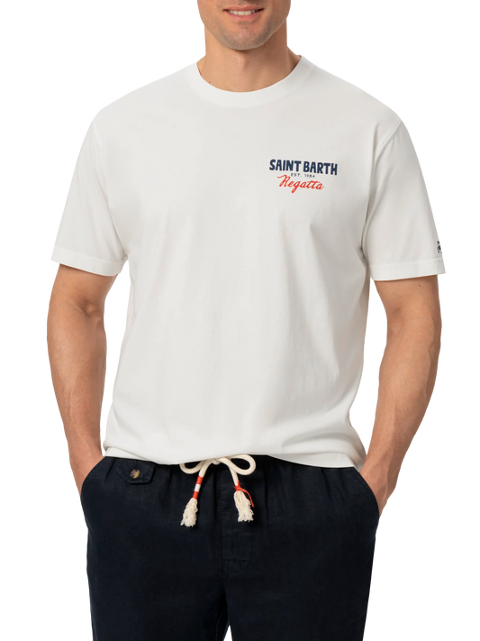 Organic cotton T-shirt with Saint Barth regatta print