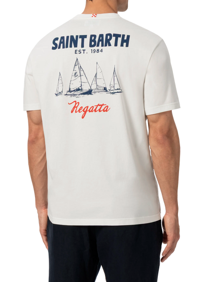 Organic cotton T-shirt with Saint Barth regatta print