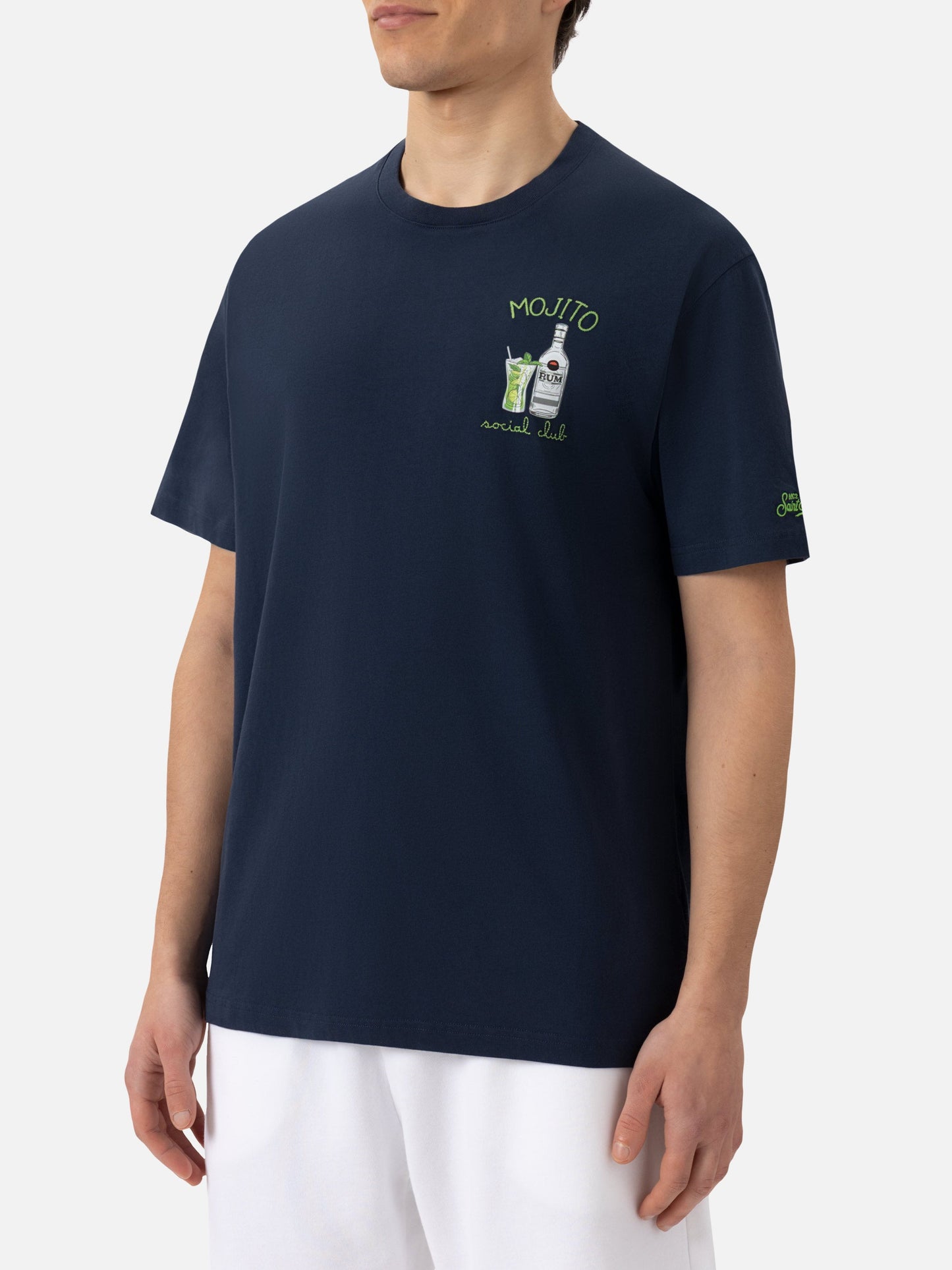 Organic cotton T-shirt with mojito social club embroidery