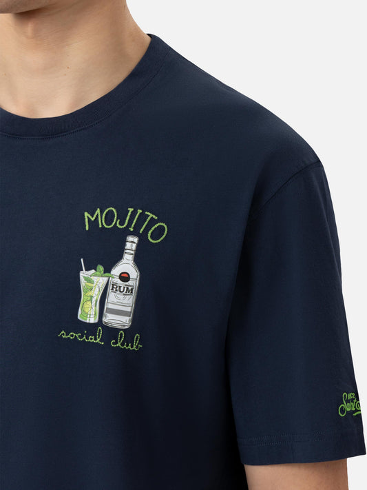 Organic cotton T-shirt with mojito social club embroidery