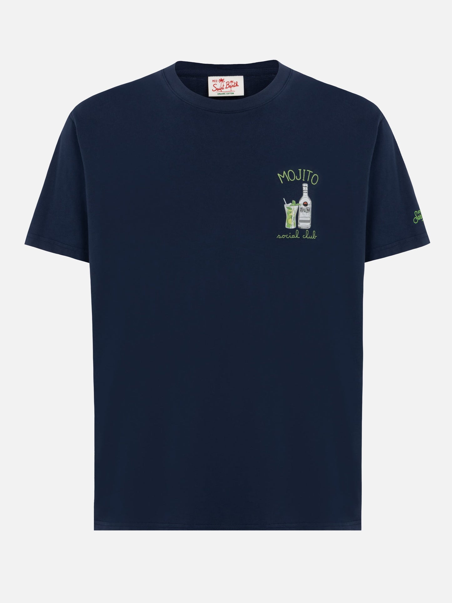 Organic cotton T-shirt with mojito social club embroidery