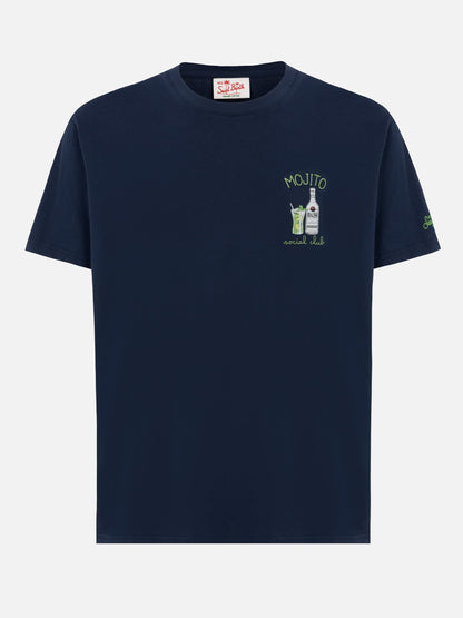 Organic cotton T-shirt with mojito social club embroidery