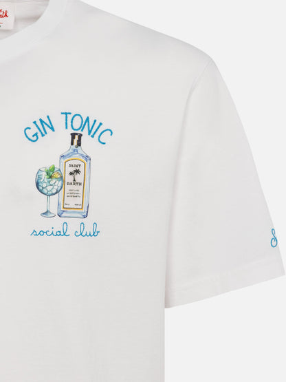 Organic cotton T-shirt with gin tonic social club embroidery