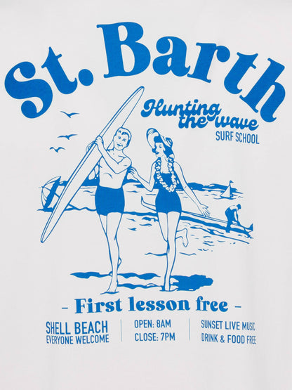 Off-white cotton T-shirt with St. Barth hunting wave print