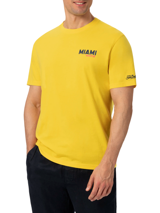 Organic cotton T-shirt with Miami postcard print