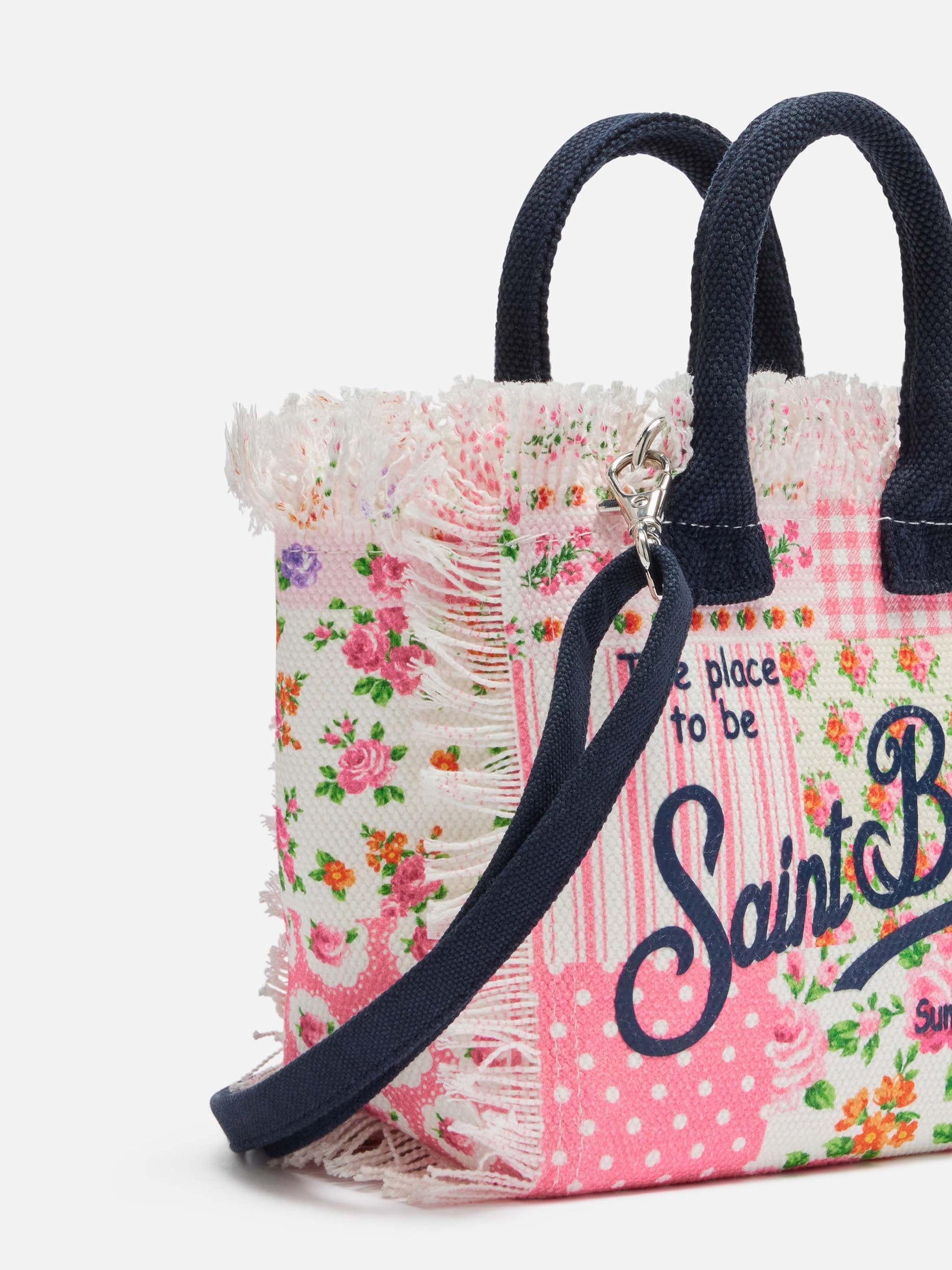 Cotton canvas Mini Vanity bag with flower patch print - MC2 Saint Barth