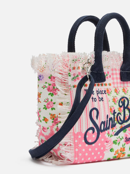 Cotton canvas Mini Vanity bag with flower patch print - MC2 Saint Barth