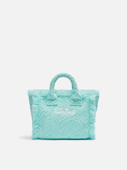 Water green zebra embossed Mini Vanity Sponge Bag