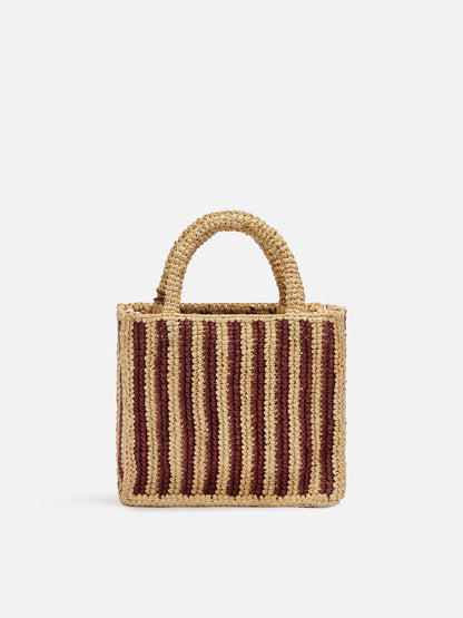 Mini Vanity Raffia bag with striped print
