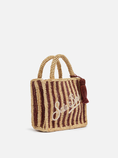 Mini Vanity Raffia bag with striped print