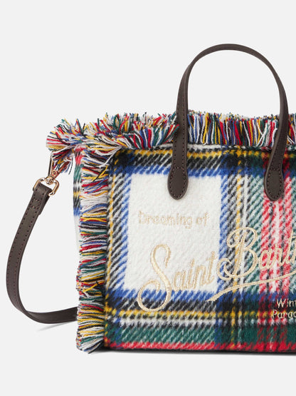 Mini Vanity wooly handbag with tartan pattern