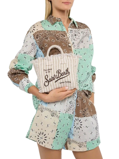 Mini Vanity Linen bag  with striped print
