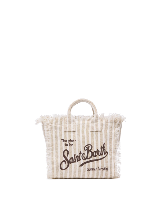 Mini Vanity Linen bag with striped print - MC2 Saint Barth