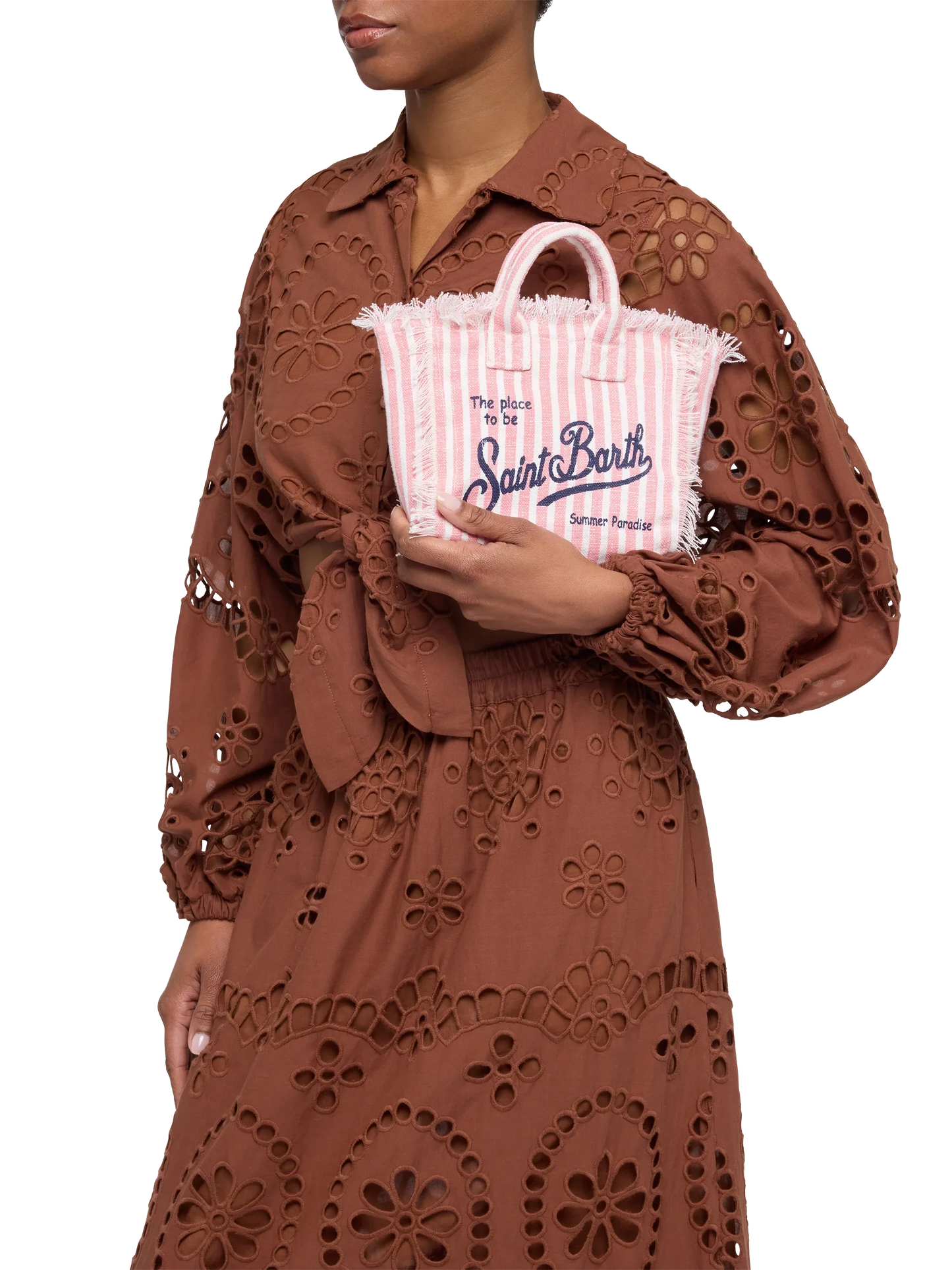Mini Vanity Linen bag  with striped print