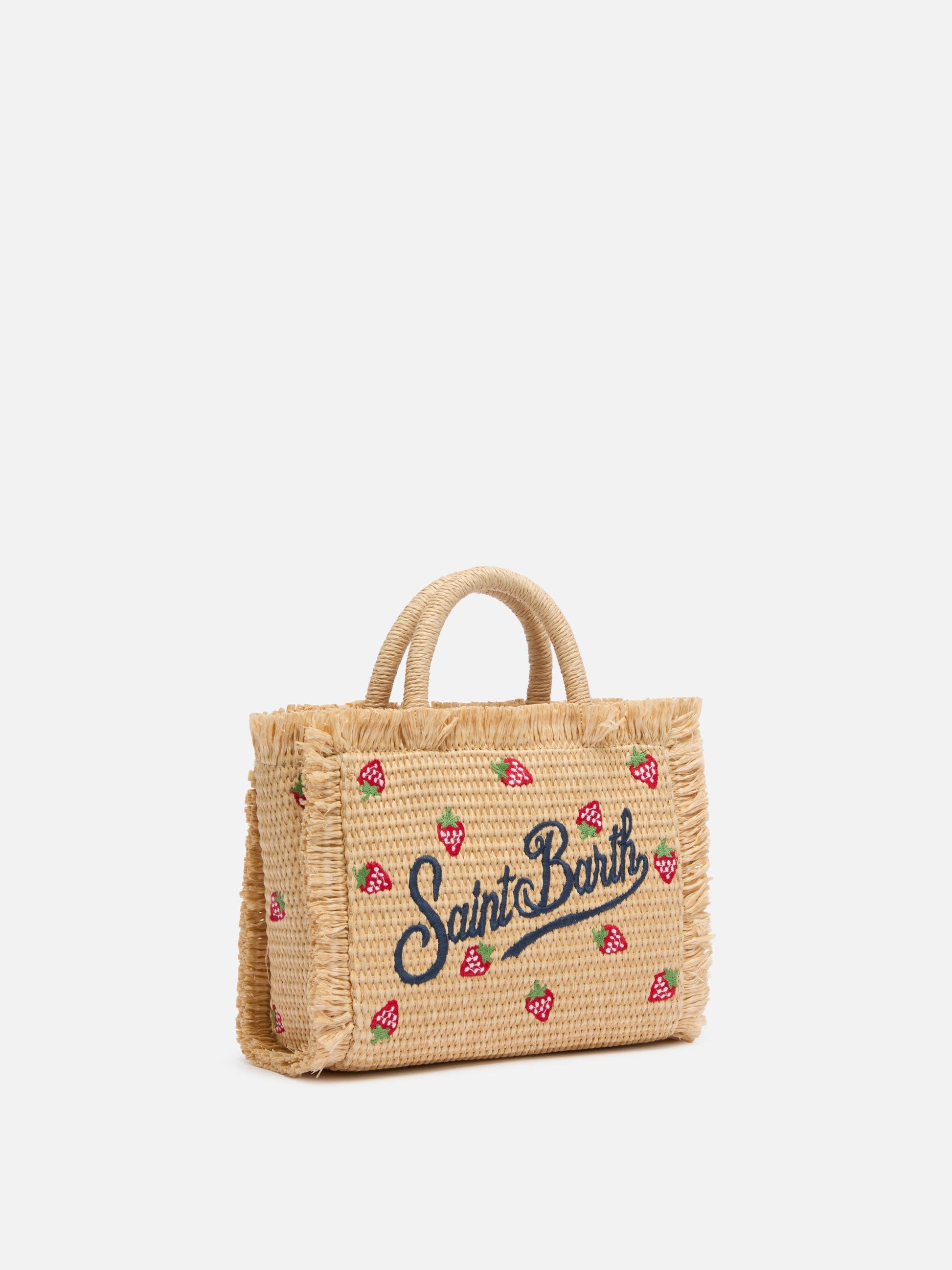 Mini Vanity Straw effect bag with strawberry patch applied - MC2 Saint Barth
