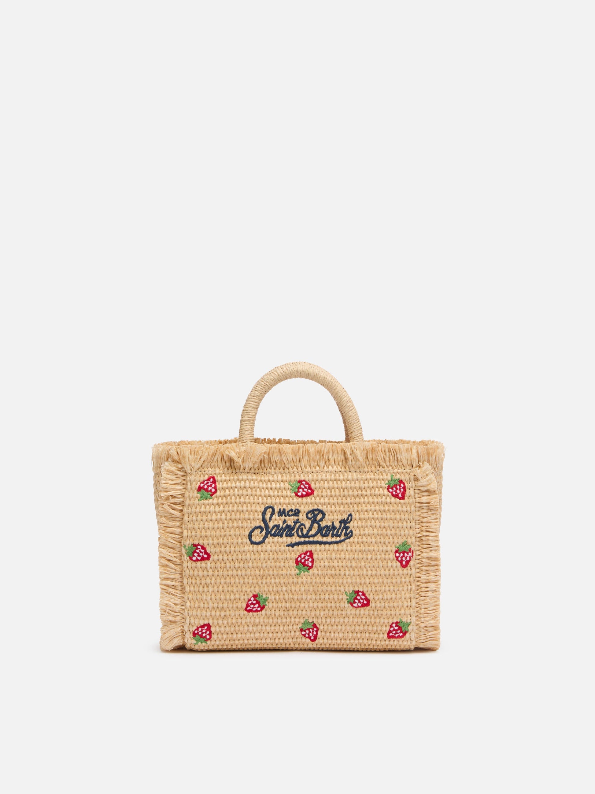 Mini Vanity Straw effect bag with strawberry patch applied - MC2 Saint Barth