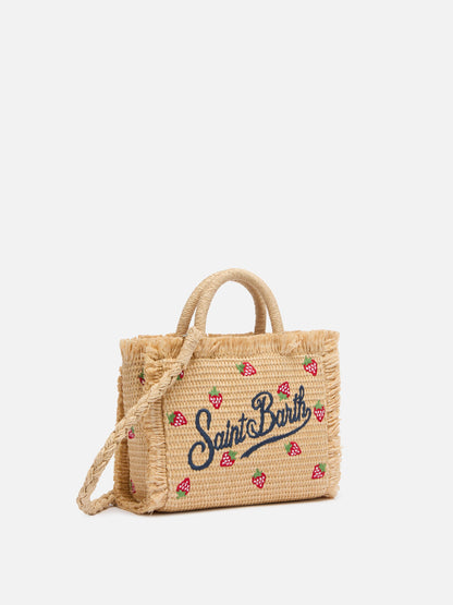 Mini Vanity Straw effect bag with strawberry patch applied - MC2 Saint Barth