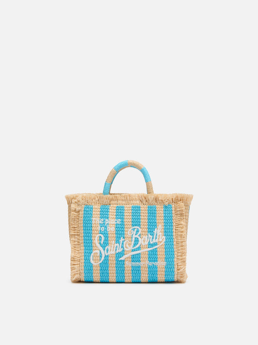 Mini Vanity Straw effect bag with striped print