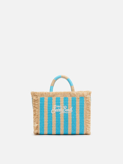 Mini Vanity Straw effect bag with striped print