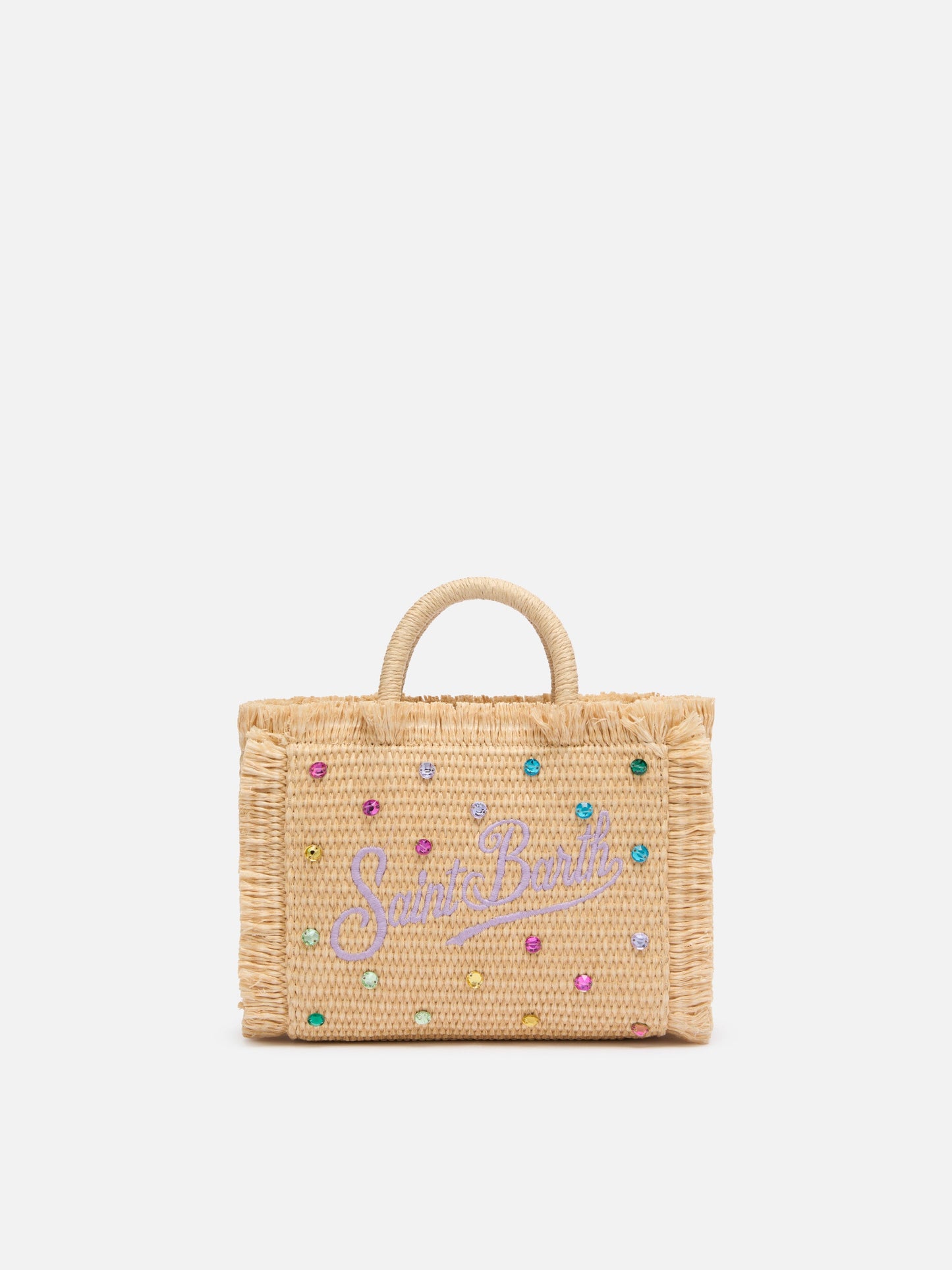 Mini Vanity Straw effect bag  with rhinestone embellishment