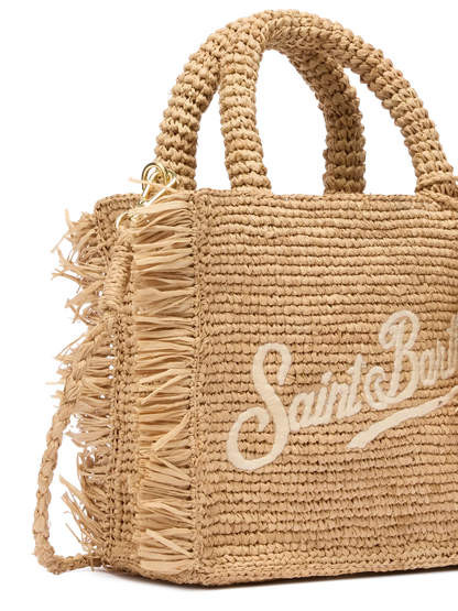 Mini Vanity Raffia Fringes bag with Saint Barth embroidery - MC2 Saint Barth