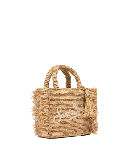 Mini Vanity Raffia Fringes bag with Saint Barth embroidery - MC2 Saint Barth
