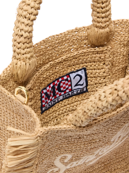 Mini Vanity Raffia Fringes bag with Saint Barth embroidery - MC2 Saint Barth