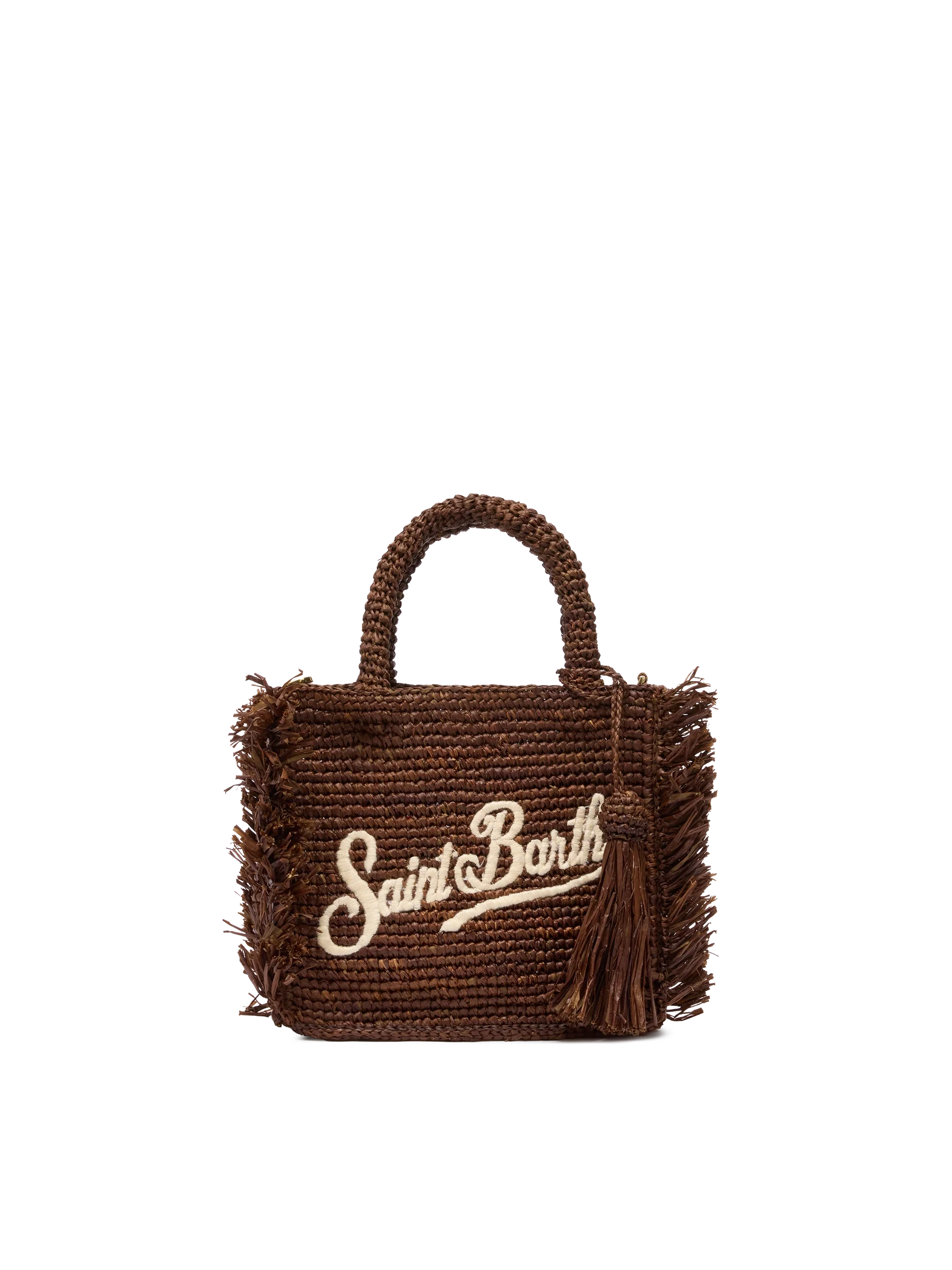 Mini Vanity Raffia Fringes bag with Saint Barth embroidery - MC2 Saint Barth