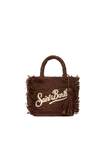 Mini Vanity Raffia Fringes bag with Saint Barth embroidery - MC2 Saint Barth