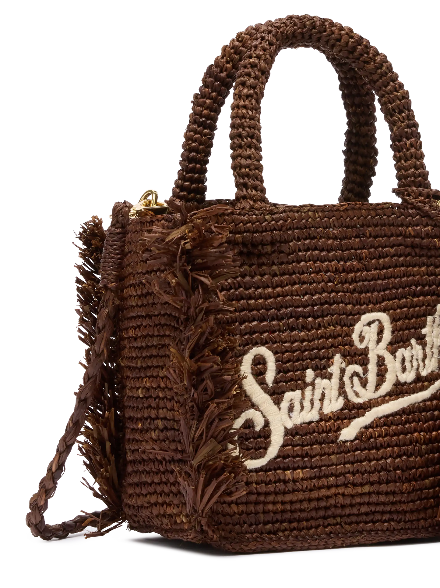 Mini Vanity Raffia Fringes bag with Saint Barth embroidery - MC2 Saint Barth