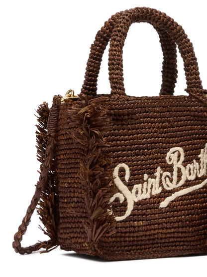 Mini Vanity Raffia Fringes bag with Saint Barth embroidery - MC2 Saint Barth