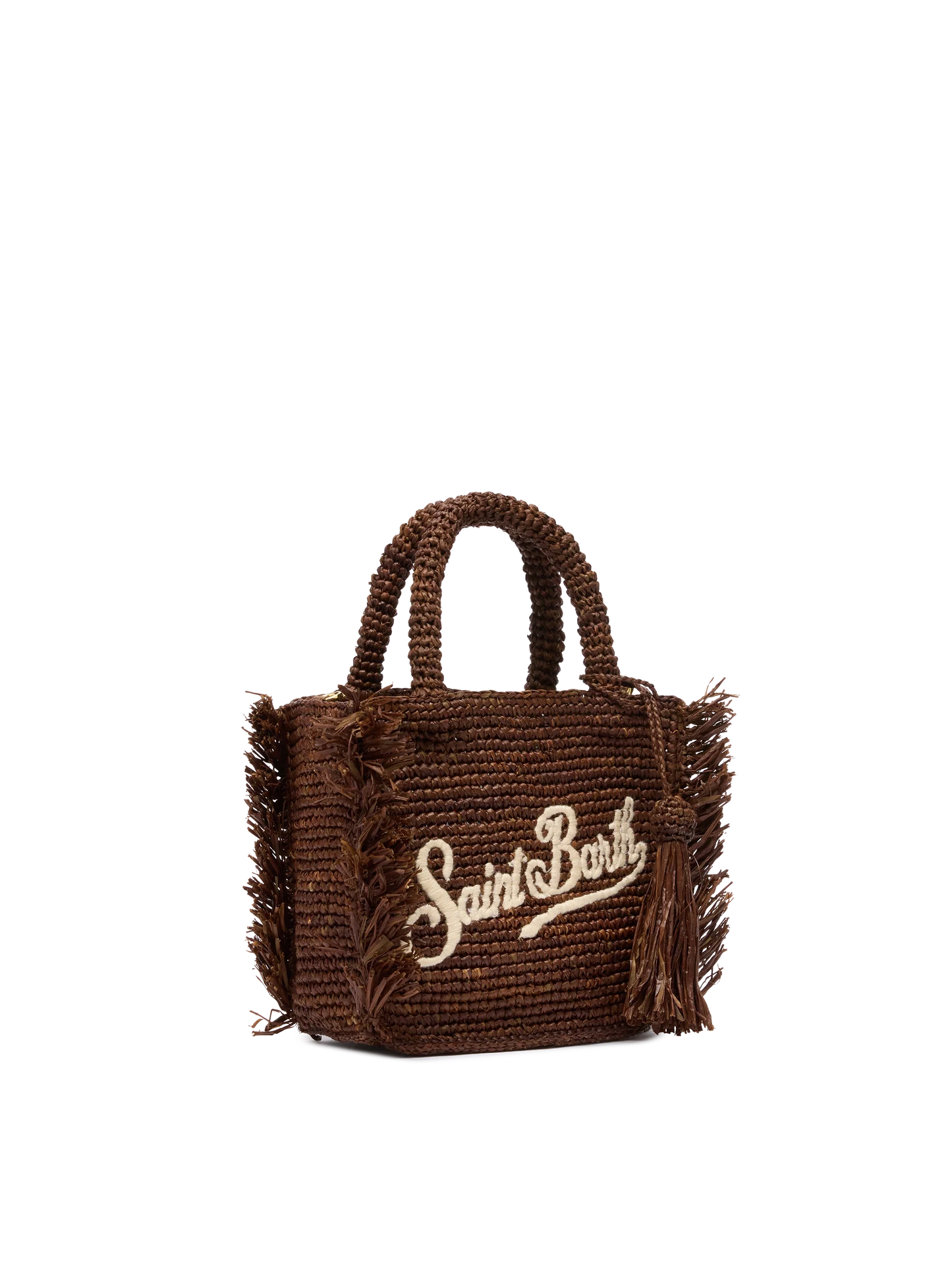 Mini Vanity Raffia Fringes bag with Saint Barth embroidery - MC2 Saint Barth