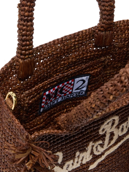 Mini Vanity Raffia Fringes bag with Saint Barth embroidery - MC2 Saint Barth
