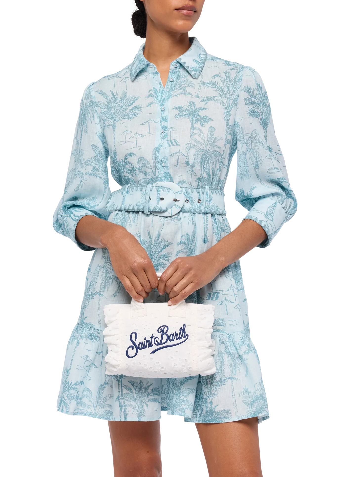 White Sangallo lace Mini Vanity Volant bag