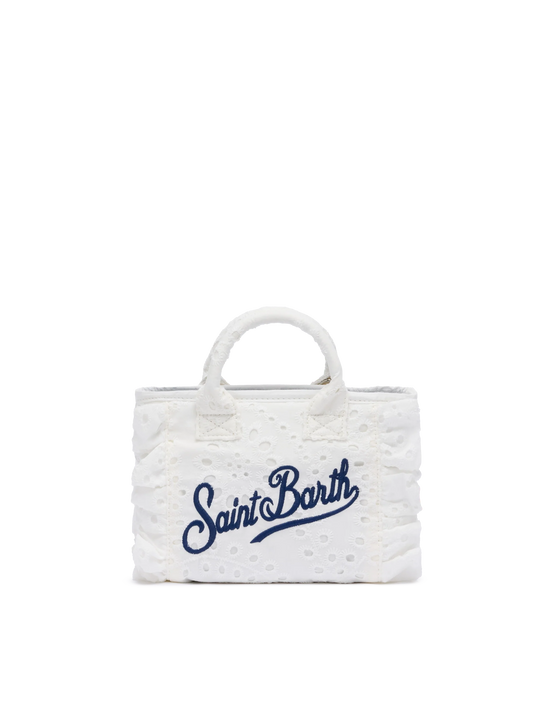 White Sangallo lace Mini Vanity Volant bag
