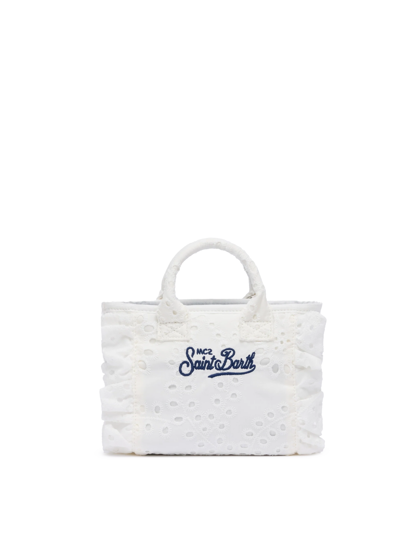 White Sangallo lace Mini Vanity Volant bag