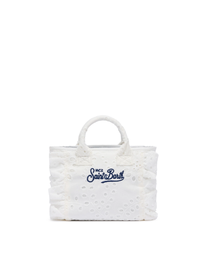 White Sangallo lace Mini Vanity Volant bag