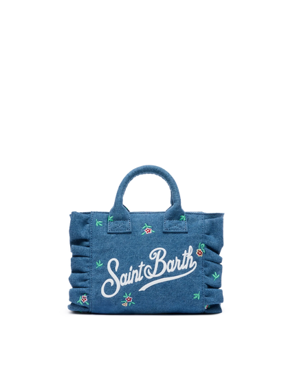 Mini Vanity Volant bag with Saint Barth logo and flower embroidery