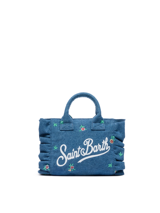 Mini Vanity Volant bag with Saint Barth logo and flower embroidery