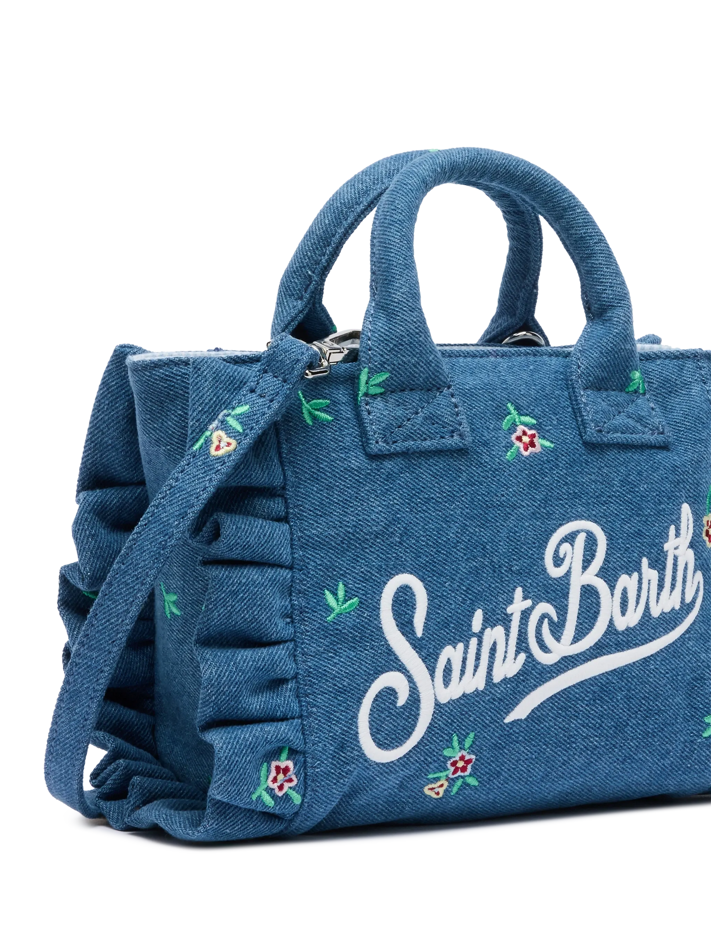 Mini Vanity Volant bag with Saint Barth logo and flower embroidery