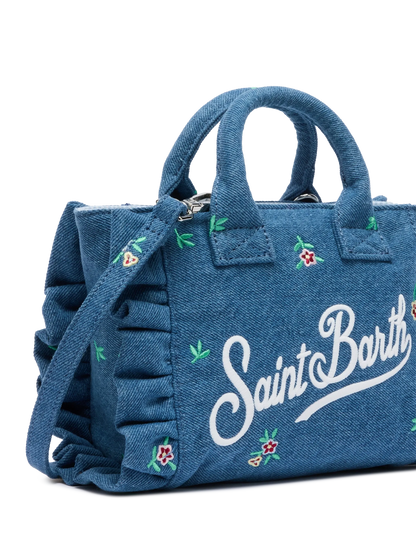Mini Vanity Volant bag with Saint Barth logo and flower embroidery