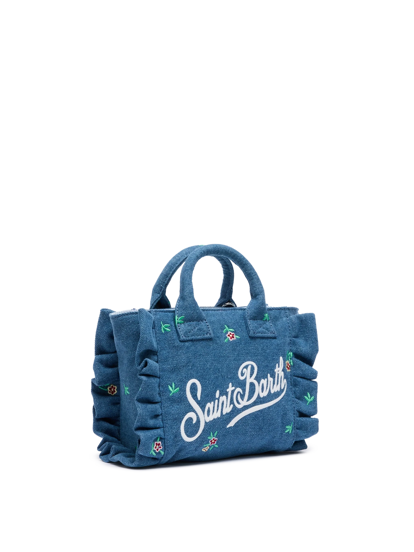 Mini Vanity Volant bag with Saint Barth logo and flower embroidery