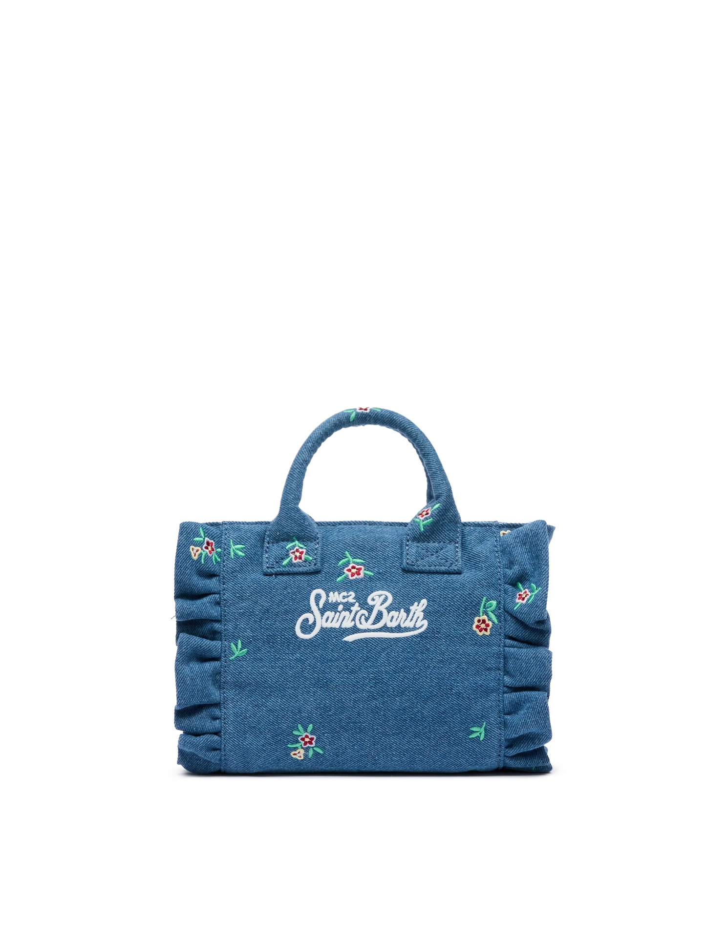 Mini Vanity Volant bag with Saint Barth logo and flower embroidery