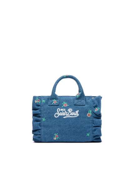 Mini Vanity Volant bag with Saint Barth logo and flower embroidery