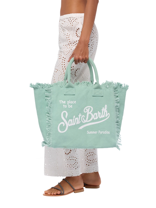 Sage  green cotton canvas Vanity tote bag