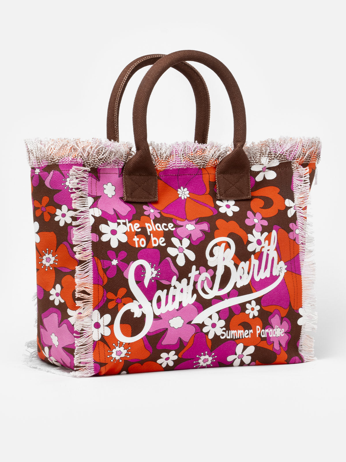 Cotton canvas tote bag with retro flower print - MC2 Saint Barth