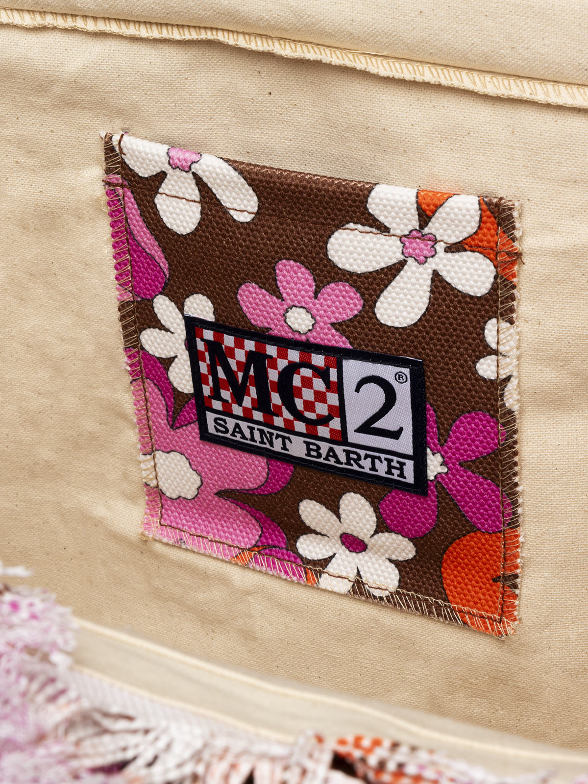 Cotton canvas tote bag with retro flower print - MC2 Saint Barth
