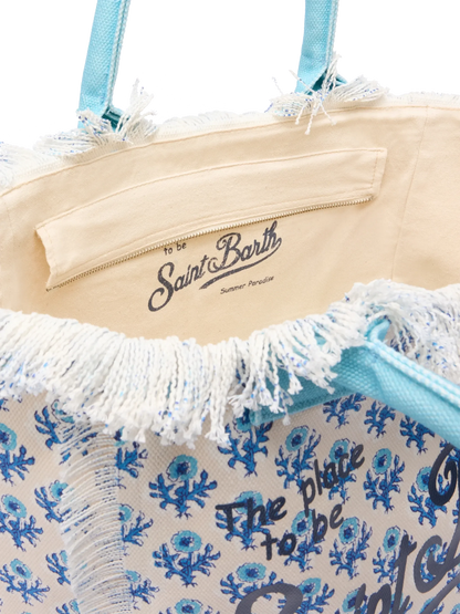Cotton canvas Vanity tote bag with flower print - MC2 Saint Barth