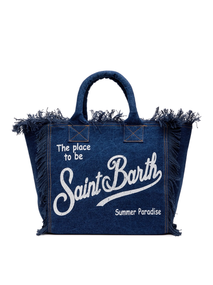 Dark denim fabric Vanity tote bag - MC2 Saint Barth